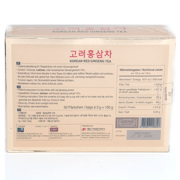 Ginseng Tee / Jecsco Korea 50 Btl/150g
