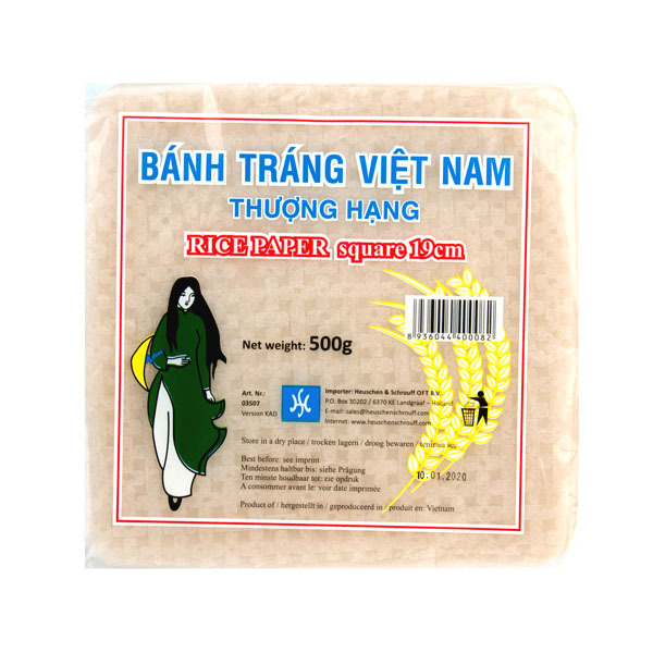Reispapier, viereckig, 19cm / H&S Vietnam 500g
