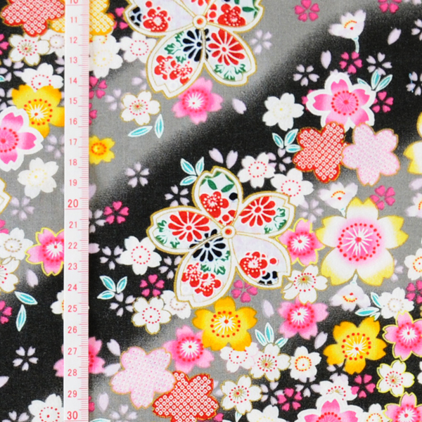 Japanische Stoffe Meterware-100%Baumwolle-X37-mit bunten Blumen-